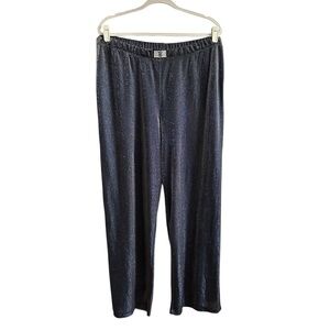 VICTORIA’S SECRET Black Metallic Silver Wide Leg‎ Lounge Pants XXL Evening Glam